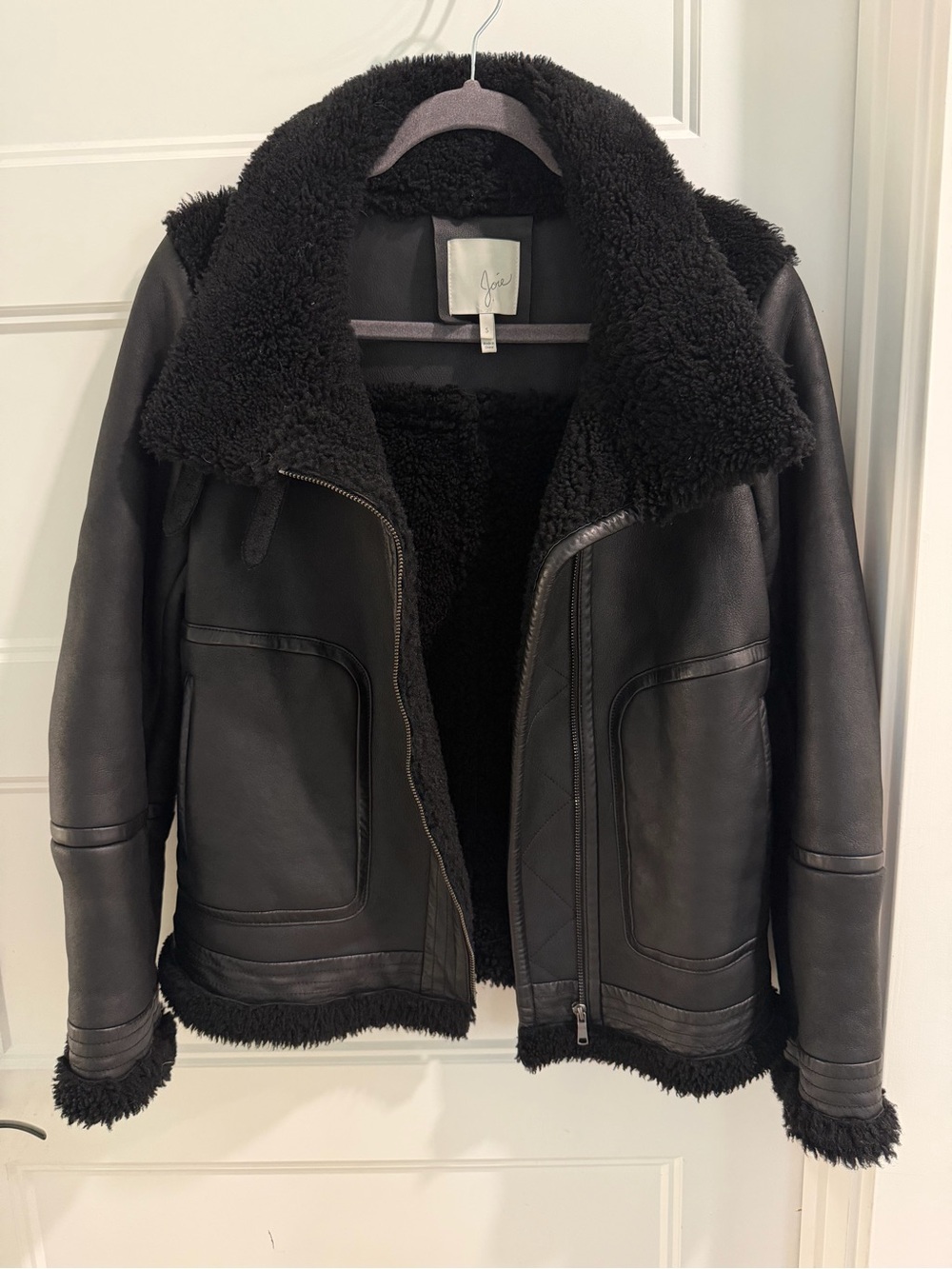 Joie GENUINE LAMBSKIN Black Shearling Jacket sz Small-FANTASTIC QUALITY!
